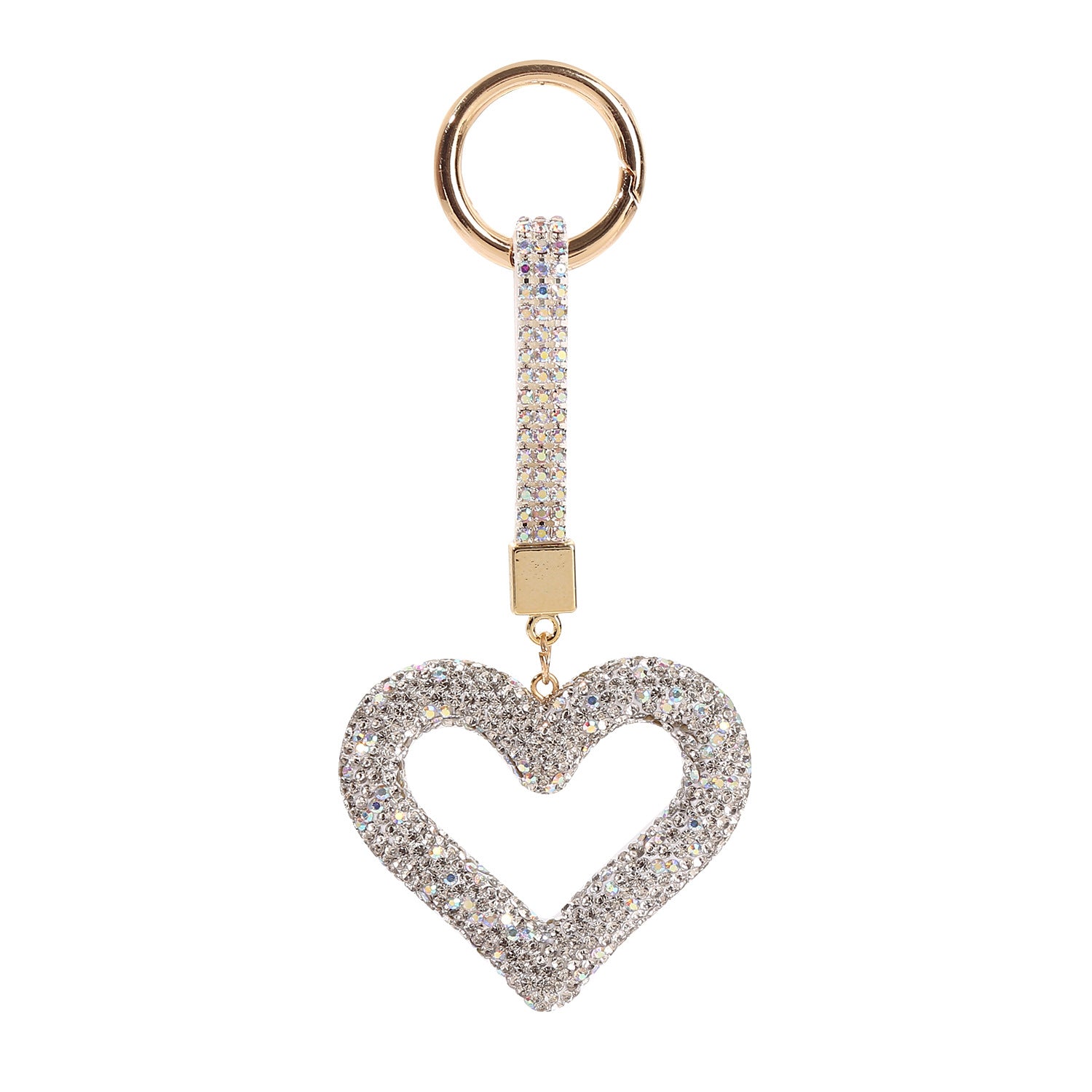 Wholesale Creative Hollow Pottery Full of Diamonds, Love Set with Diamonds, Peach Heart Car Keychains